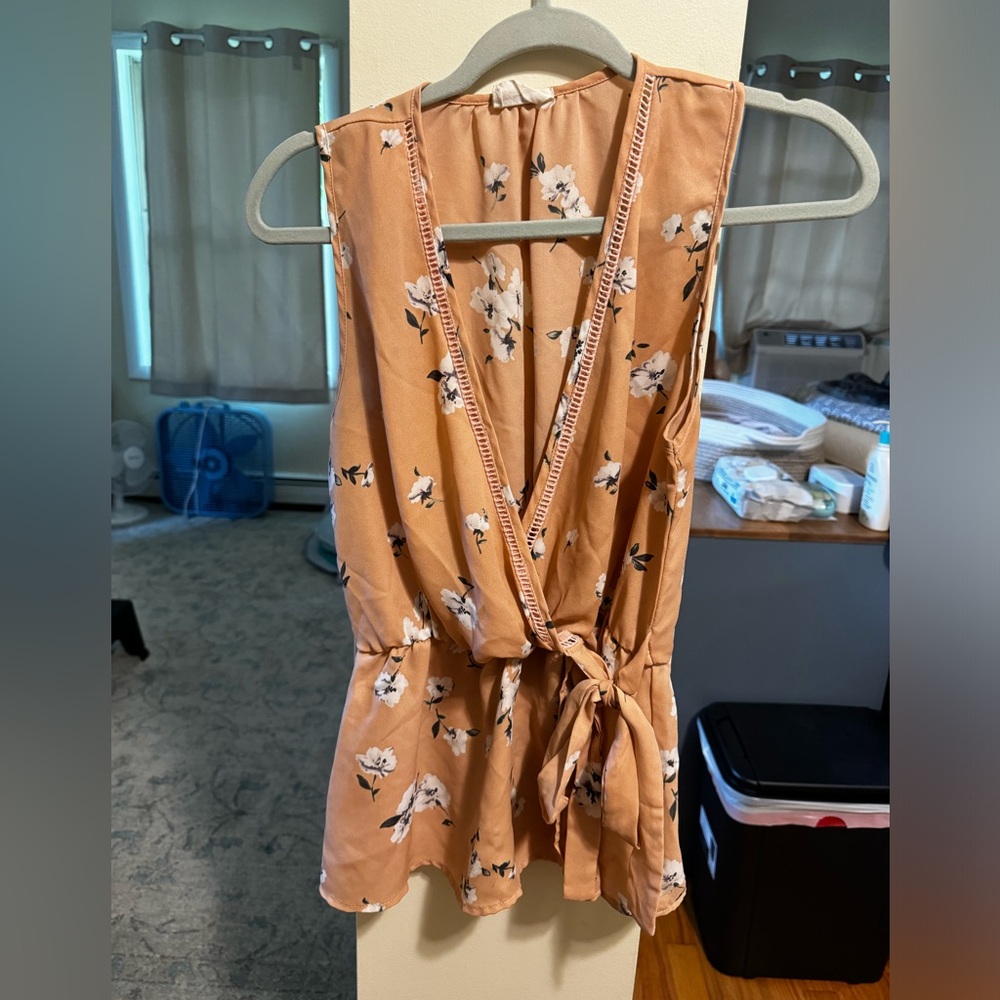 Peach floral blouse